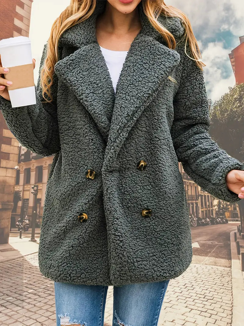 Variant image for Damenjacke Fleece Teddy mit Kapuzenkragen und Langen Ärmeln-16