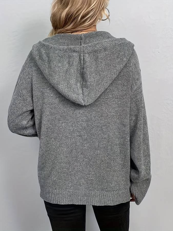 Damen-Hoodie Knopfverschluss Bequeme Baumwolle-3