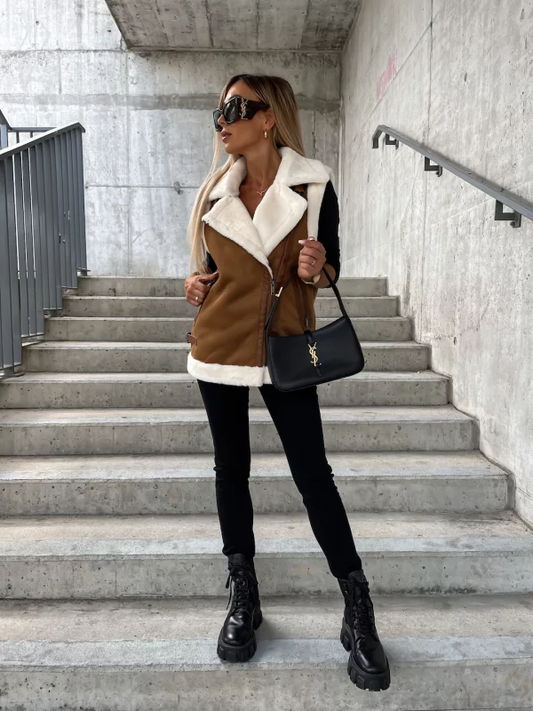 Damen Ärmelloser Wollmantel Elegantes Design 1