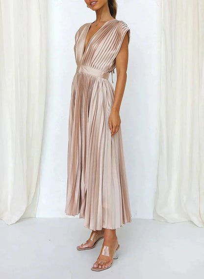 Maxikleid Damen Ärmellos Leichtes Material Elegante Silhouette-4