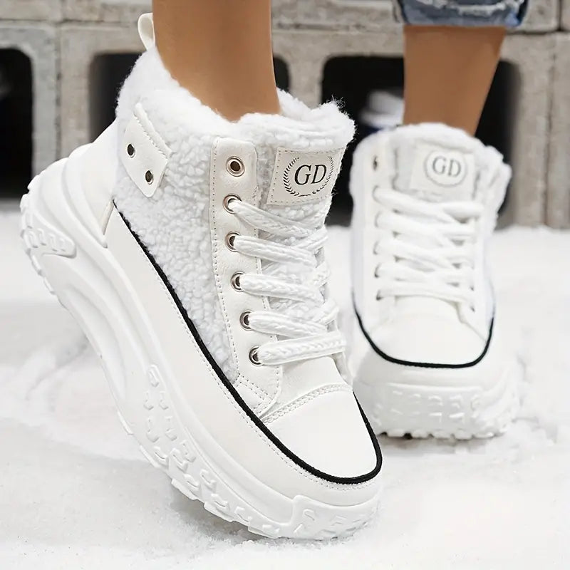 Damen-Schneestiefel, gepolsterte Baumwolle, Fleecefutter-3