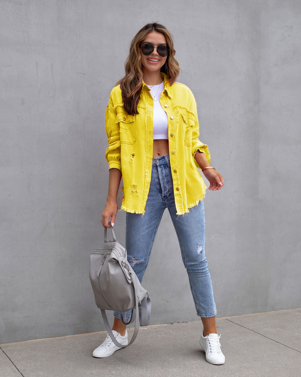 Lässige Damen-Hemdjacke mit Ripped-Design aus weichem Materialmix – perfekt für Alltag und Party 20