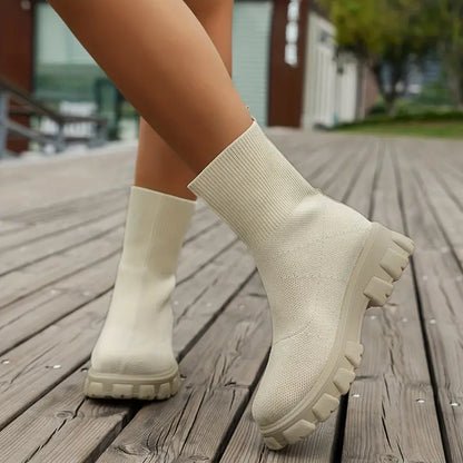 Gefütterte Damen-Winterstiefel, bequemes Design, weich, Kunstleder-1