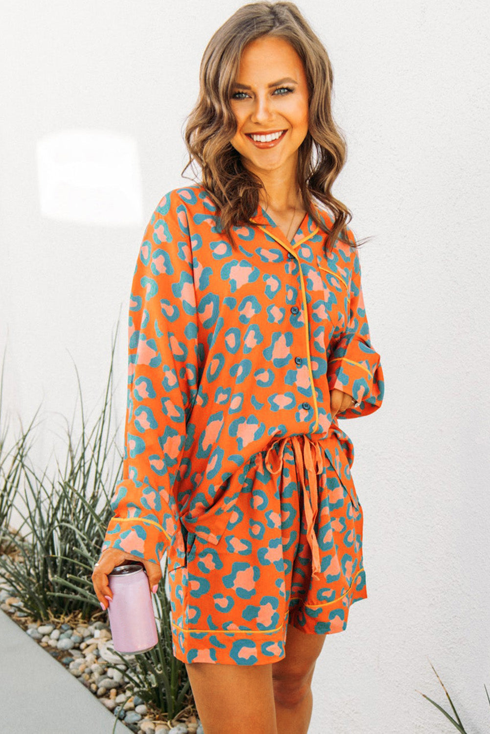 Damen-Pyjama-Set, Leopardenmuster, weicher Stoff-4