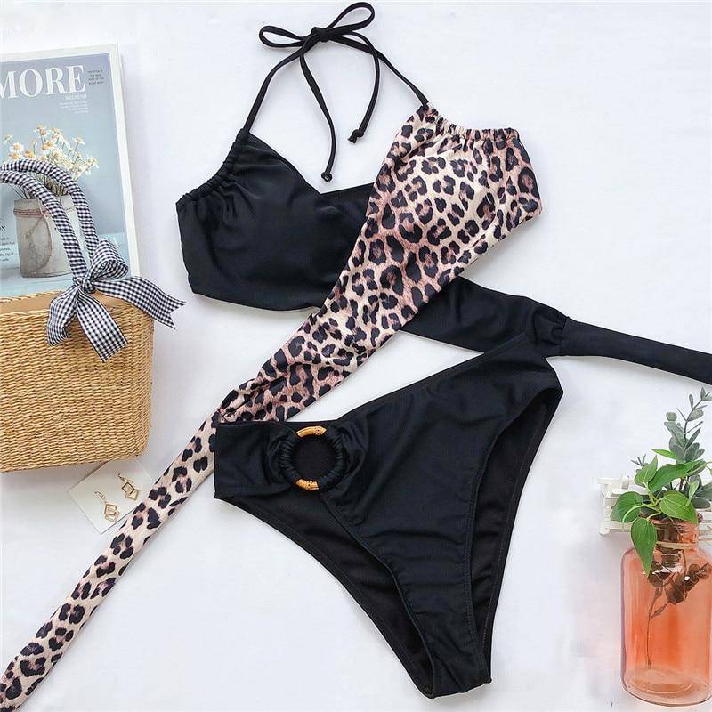 Damen Zweiteiliges Bikini-Set mit Ringelementen Nylon 3