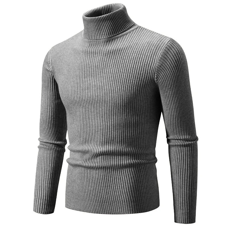 Damen-Strickpullover, gestreifter Rollkragen, Acrylmischung-3
