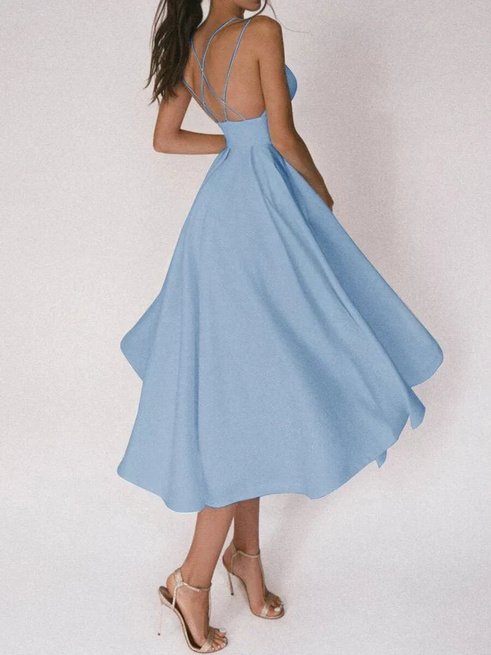 Damen-Kleid, Flare, V-Ausschnitt, leichtes Material-4