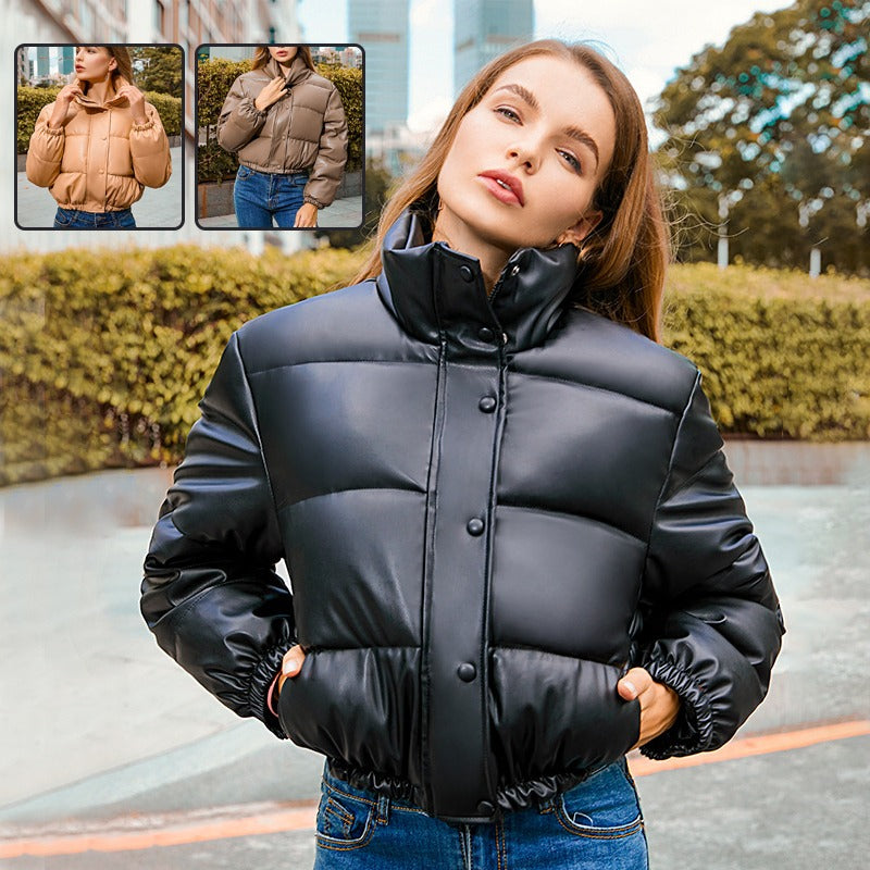 Damen-Kurzjacke, Winter, Baumwollfüllung, trendig, lässige Passform-3