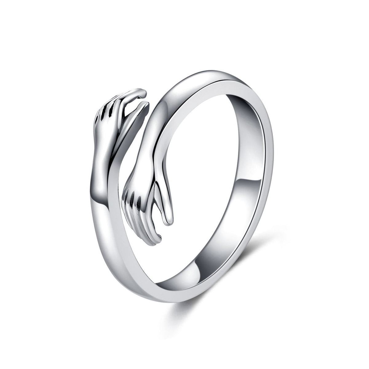 Ring, verstellbar, aus Silber, mit Umarmung, Symbol-4