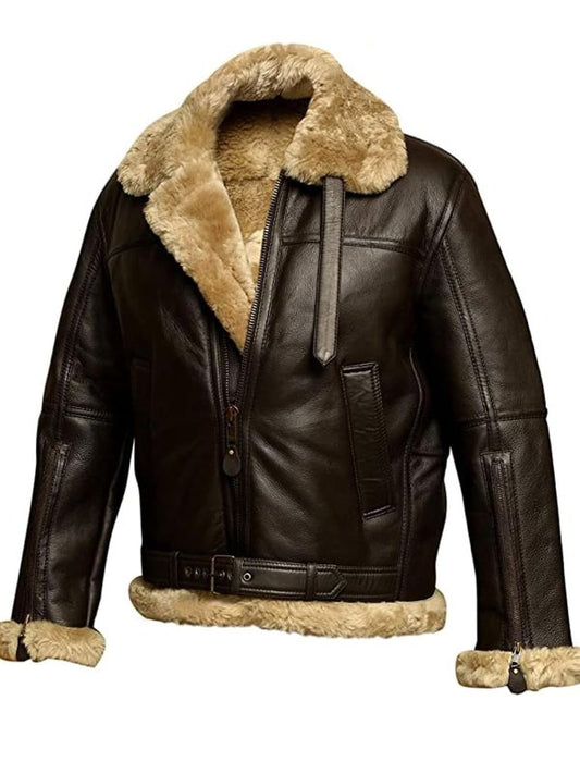 Herren-Lederjacke, warmes Leder, klassischer Stil-1