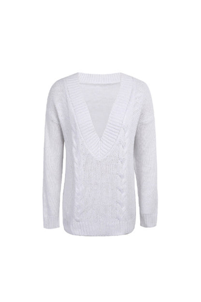 Damen-Pullover, V-Ausschnitt, Twist, Polyester, langärmelig-6