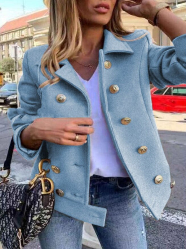 Damen Blazer Doppelknöpfiges Polyester mit goldenen Details-2