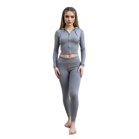 Damen-Loungewear-Set, Zweiteiliges Weiches Polyester, Cardigan und Hose