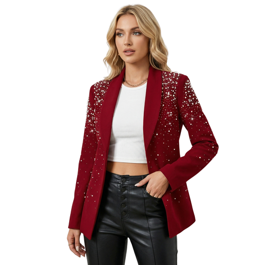 Damen-Blazer, elegante Perlenapplikationen, hochwertiger Stoff