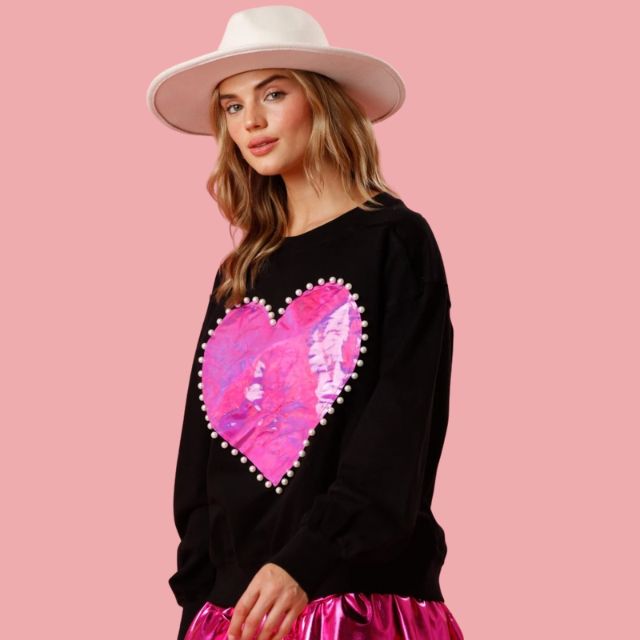 Damen-Strickpullover, mit Herz, Applikation, dickes Material-4
