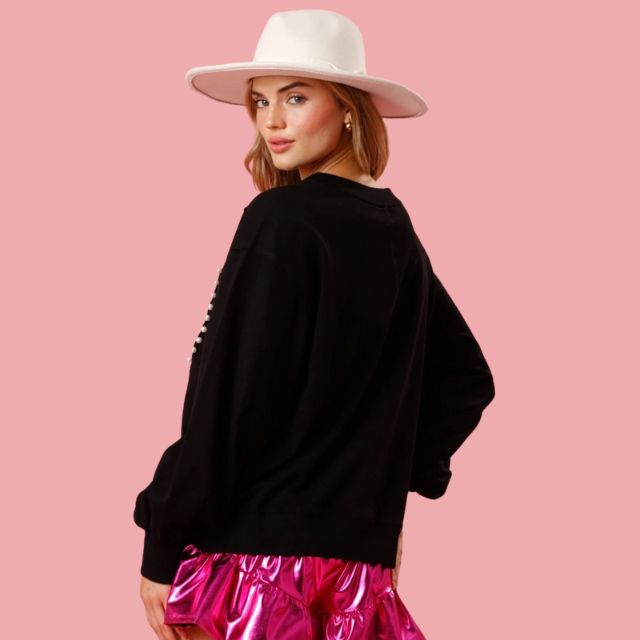 Damen-Strickpullover, mit Herz, Applikation, dickes Material-5