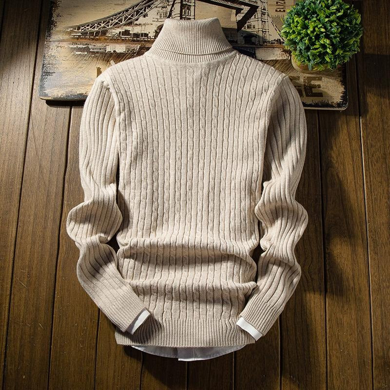 Herren-Rollkragenpullover, Pullover, klassischer Baumwolle-3