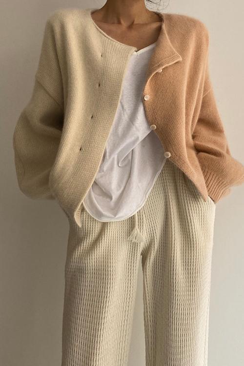 Damenpullover Strickjacke Farbblock langärmlig Baumwolle Polyester-1