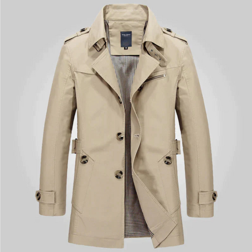 Herren-Trenchcoat, klassisches Design, wasserabweisendes Material-1