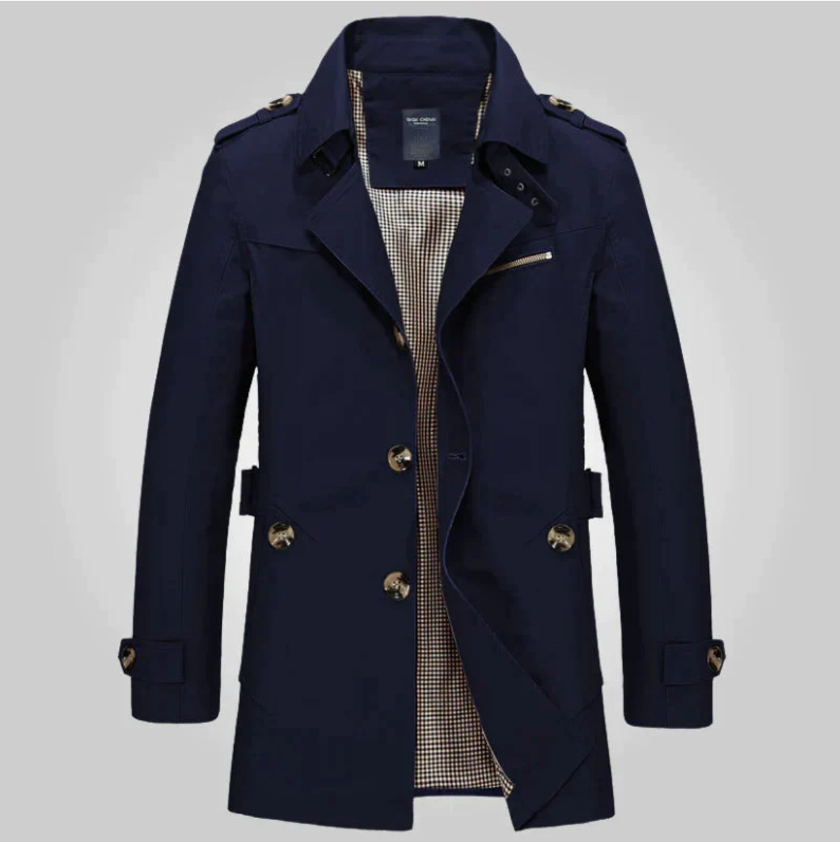 Herren-Trenchcoat, klassisches Design, wasserabweisendes Material-2
