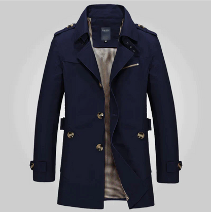 Herren-Trenchcoat, klassisches Design, wasserabweisendes Material-2