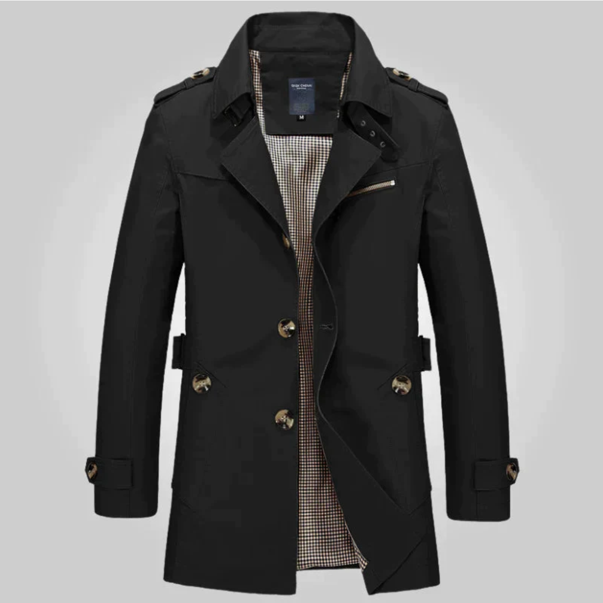 Herren-Trenchcoat, klassisches Design, wasserabweisendes Material-3