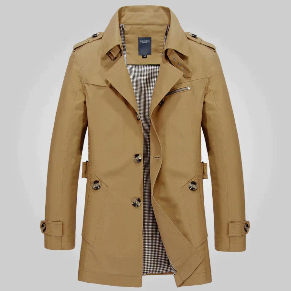 Herren-Trenchcoat, klassisches Design, wasserabweisendes Material-5
