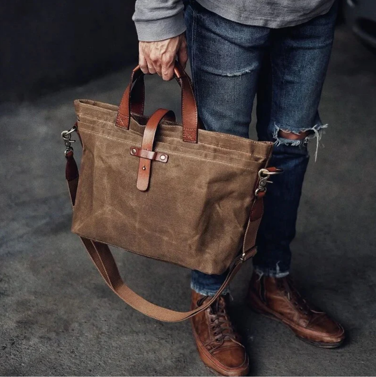 Gewachste Canvas-Tasche Erbstück-Design Wasserabweisend Strapazierfähig-4