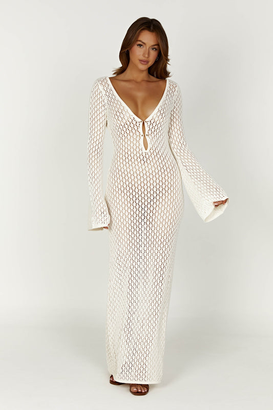 Damen-Strandkleid, leichte gestrickte Seide, mit tief, V-Ausschnitt 1