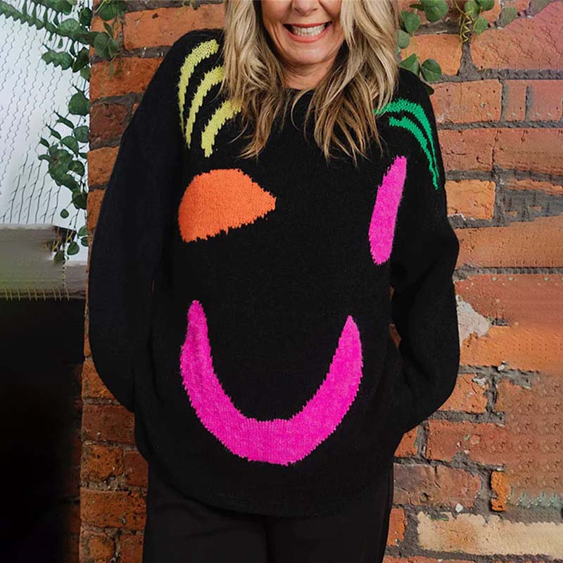 Variant image for Damen-Strickpullover, mit Smiley, Motiv, gemischte Baumwolle, Acryl-21