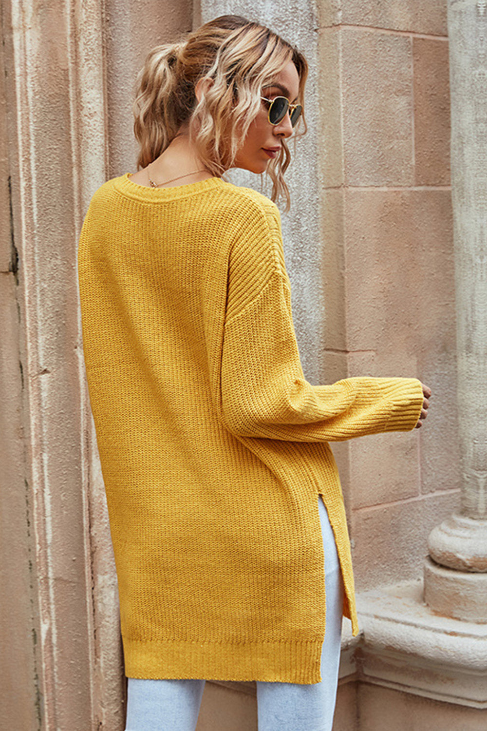 Damen-Strickpullover, mit Seitenschlitz, Polyester 4