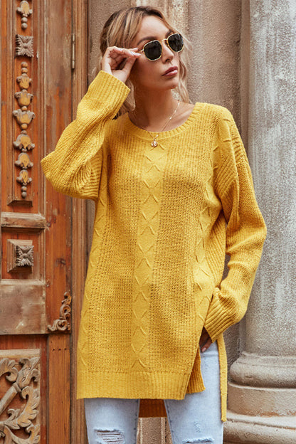 Damen-Strickpullover, mit Seitenschlitz, Polyester 6