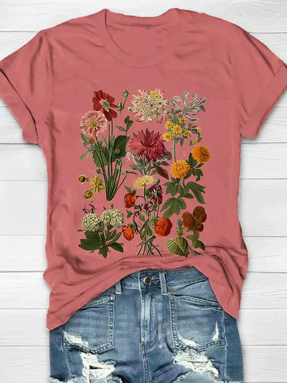 Variant image for Damen-T-Shirt, Vintage, Blumenmuster, weiche Baumwolle-19
