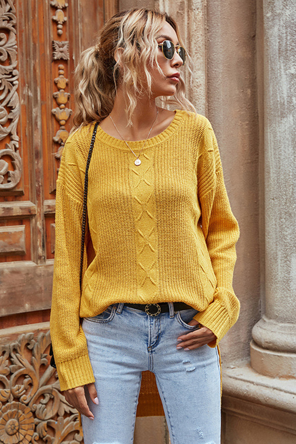 Damen-Strickpullover, mit Seitenschlitz, Polyester 3