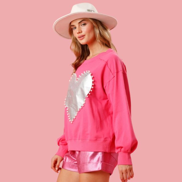 Damen-Strickpullover, mit Herz, Applikation, dickes Material-6