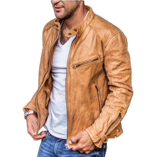 Herrenjacke, wetterbeständiges Leder, vielseitiger Stil, elegant 1