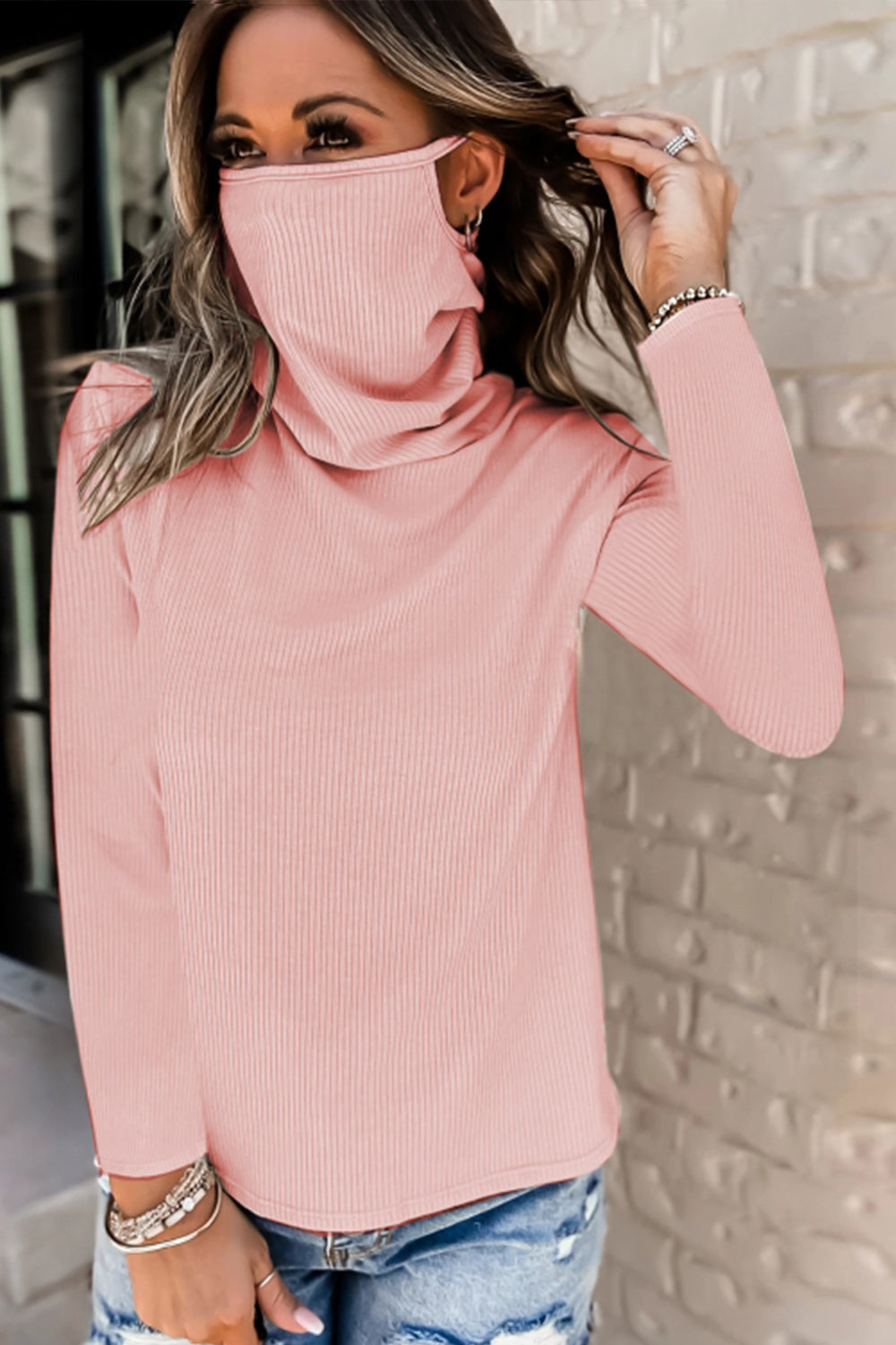 Damen-Fleece-Oberteil mit Stehkragen und langen Ärmeln – weiches Polyester in einfarbigem Design 6