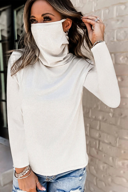 Damen-Fleece-Oberteil mit Stehkragen und langen Ärmeln – weiches Polyester in einfarbigem Design 3