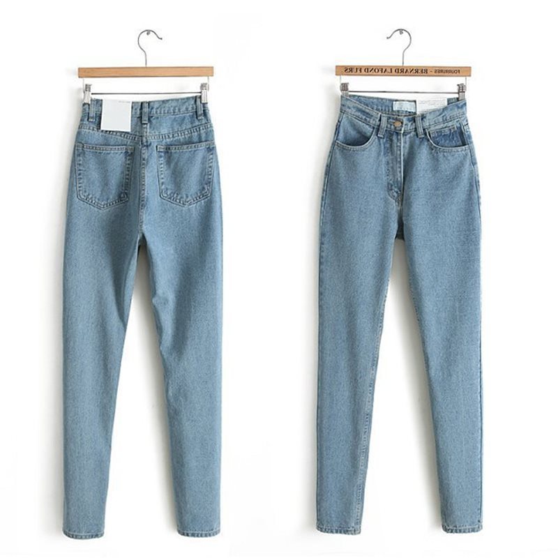 Damen-Haremshose High Waist Denim Lässiger Schnitt 2