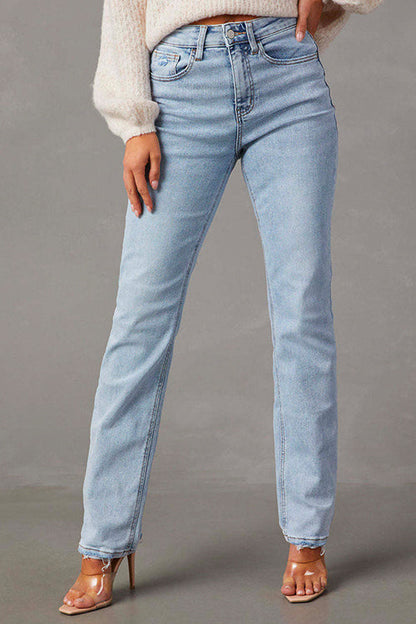Damen-Geradeaus-Hose, ausgefranst, Baumwollmischung-3