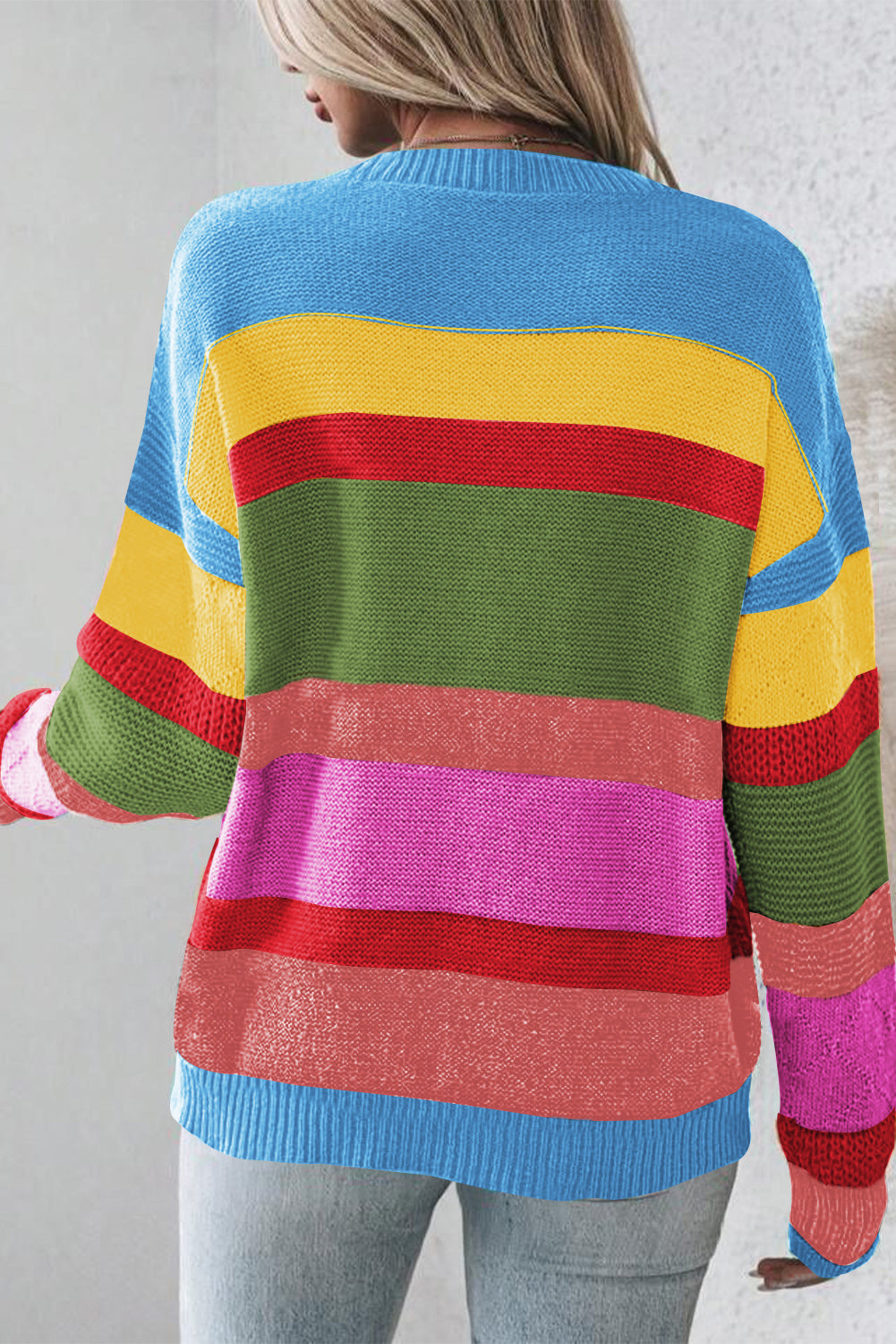 Damen-Strickpullover, lockere Passform mit abgerundeten Schultern und gemischter Konsistenz 4