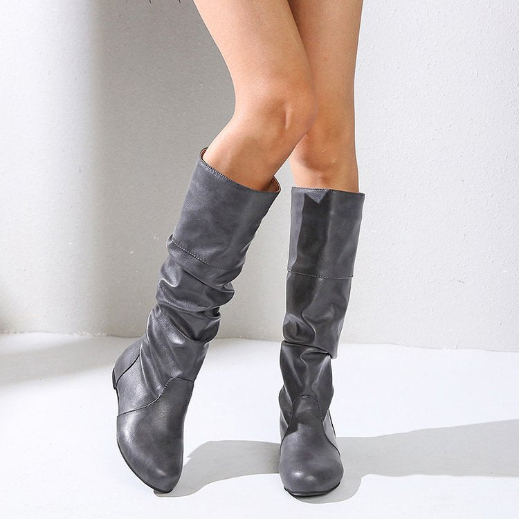 Damen-Stiefel, modernes Faltdesign, Synthetik, mit Blockabsatz-3