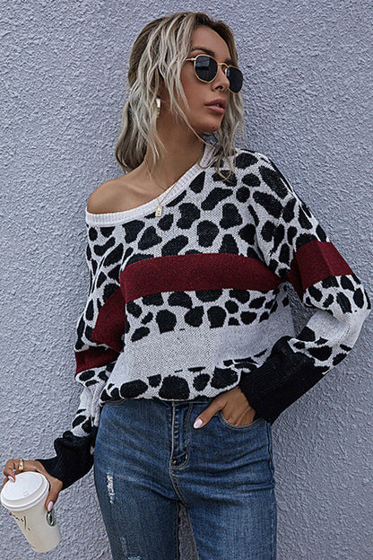 Damen-Pullover, Slim-Fit kurze Ärmel, Polyester, Leopardenmuster-3
