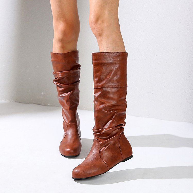 Damen-Stiefel, modernes Faltdesign, Synthetik, mit Blockabsatz-5
