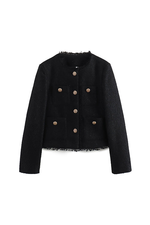 Variant image for Damen-Tweedjacke, kurz, mit Knopfdetails, Baumwolle, Polyester-7