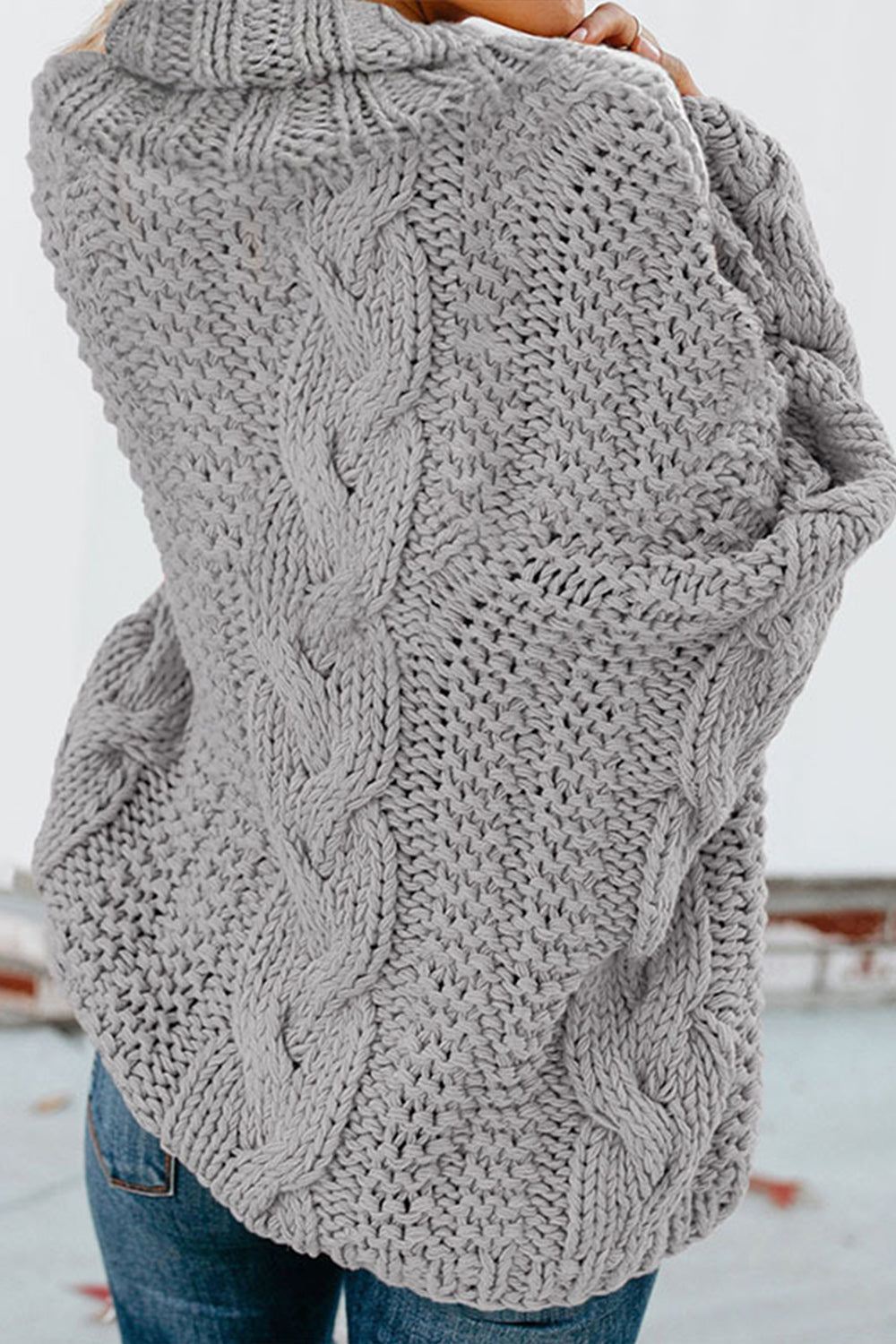 Damenpullover langärmlig gedreht Polyester hoher Kragen-4
