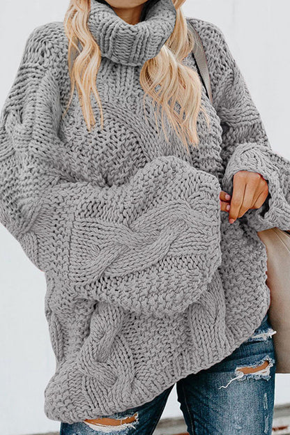 Damenpullover langärmlig gedreht Polyester hoher Kragen-3