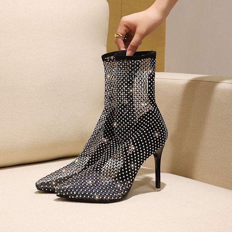 Damen-Sandalen, hoher Absatz, Mesh, mit offener Zehe-6