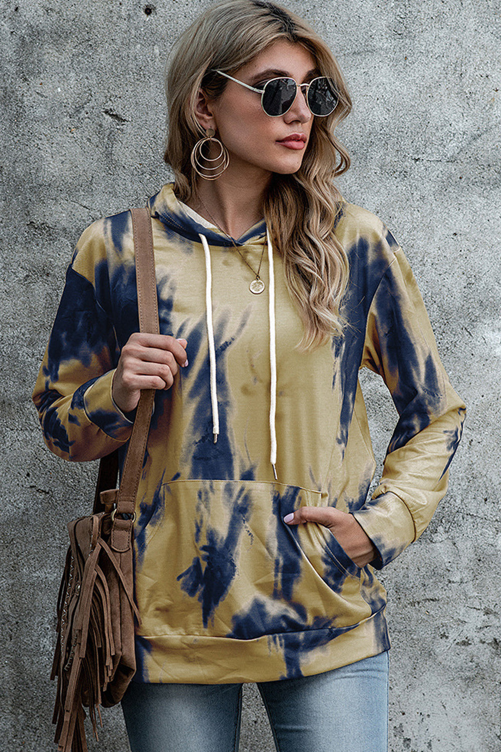 Damen-Hoodie, lang, mit Kapuze, Polyester, für lässig, Stil-6