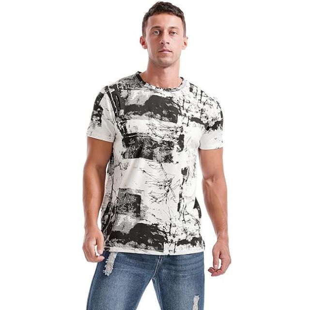 Herren-T-Shirt mit abstraktem Druck, klassischer Passform, aus 100% Qualitätsbaumwolle-1